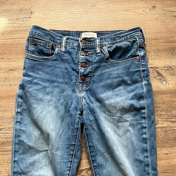 Madewell Jeans 9” MId Rise Skinny Jeans Button Fly Size 28 EUC Raw Hem Stretchy - Picture 5 of 10